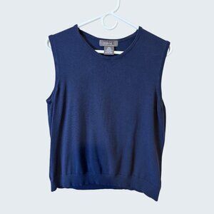 Navy Blue Sleeveless Knit Sweater Size Large (12-14)